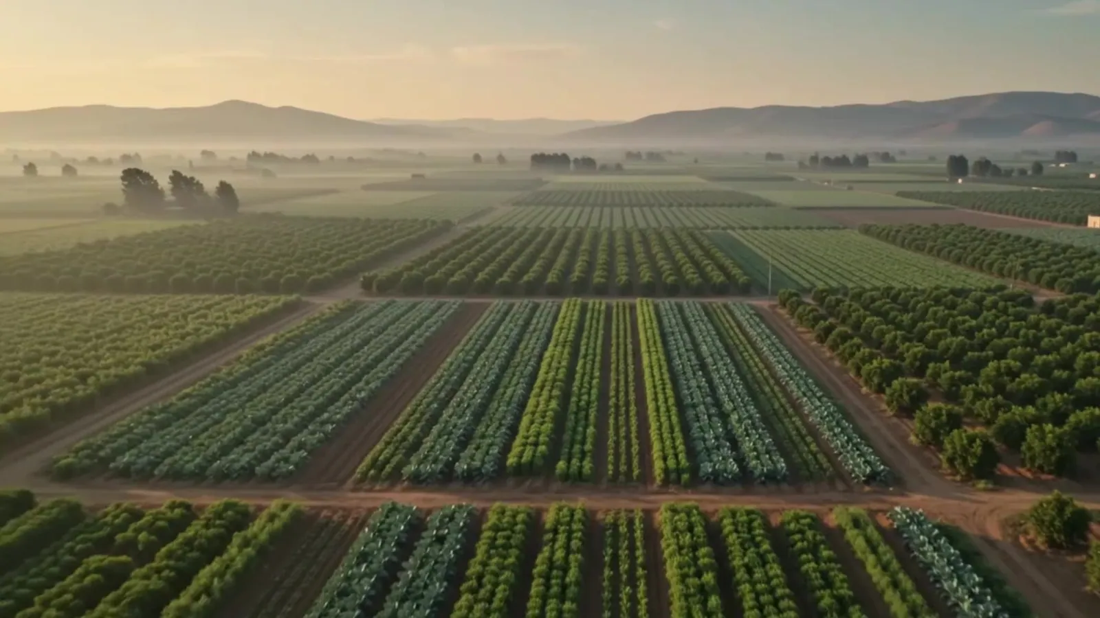 Moroccan agricultural landscape at golden hour